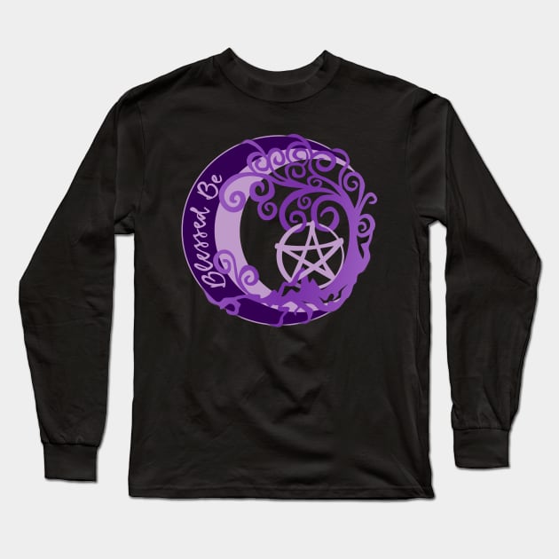 Womens Wiccan Pagan Witch Tree of Life, Blessed Be, pentacle Long Sleeve T-Shirt by BeesEz